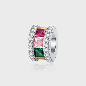 925 Sterling Silver Pendant Necklace For Women Square Gradient Sugar Cube Colorful Rhinestone Luxury Geometric Jewelry Gift