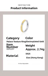 Detail view of two-tone S925 sterling silver ring with royal texture and KDP2291 specs
