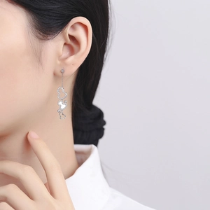 Elegant S925 sterling silver triple heart drop earrings with sparkling micro pavé stones