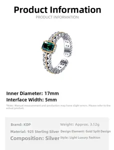 Macro detail of S925 silver ring featuring emerald-cut gem and lace hollow pattern
