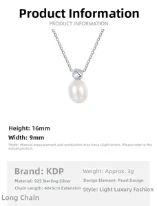 Détail du collier de perles d'eau douce avec fermoir en argent 925 et dimensions