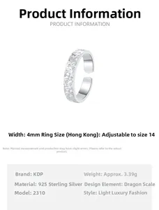 Detailspezifikationen des 4mm breiten S925 Sterlingsilber Drachenschuppen Rings