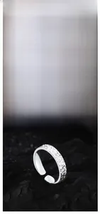 Detailansicht der S925 Sterlingsilber Drachenschuppenstruktur an einem verstellbaren Ring