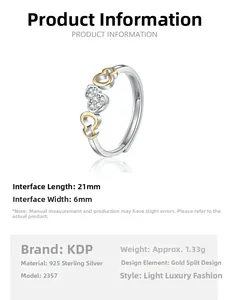 Detail view of S925 silver gourd ring with zircon inlay measuring 21mm by 6mm