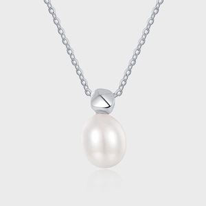 Collier en Perle d'Eau Douce en Argent Sterling 925 pour Femme Pendentif Géométrique Minimaliste Bijoux de Mode Élégants Cadeau