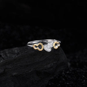 S925 sterling silver gourd ring with gold accents and sparkling cubic zirconia pave