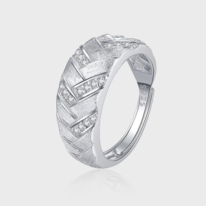 Parure de Bijoux en Argent Sterling 925 Vintage avec Strass Texture Tissée Bague Ouverte Boucles d'Oreilles Créoles pour Femmes Bijoux de Mode