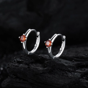 Classici orecchini a cerchio in argento sterling S925 con zirconi arancioni