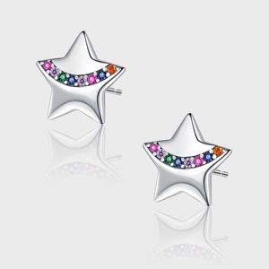925 Sterlingsilber Stern Ohrstecker Für Damen Rainbow Strass Eingelegt Funkelnd Minimalistischer Schmuck Geschenk Für Den Alltag