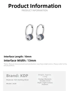 Detailed view of S925 silver earrings with colorful pavé cubic zirconia measuring 10x13mm