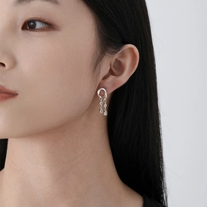Elegant S925 sterling silver drop tassel earrings with zircon chain in a modern style