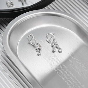 Elegant S925 sterling silver drop tassel earrings with sparkling white cubic zirconia