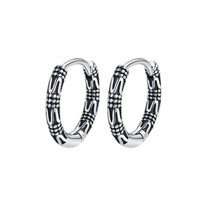S925 sterling silver retro hoop earrings with vintage vine patterns and punk style