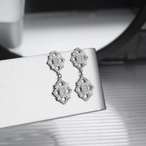 Orecchini pendenti in argento S925 con motivi geometrici in stile barocco retrò