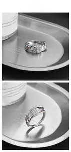 Detailed close-up of S925 sterling silver ring with colorful zircon stones and hallmark