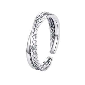 Minimalistischer S925 Sterlingsilber Ring mit Webstruktur und polierter Spiegeloberfläche
