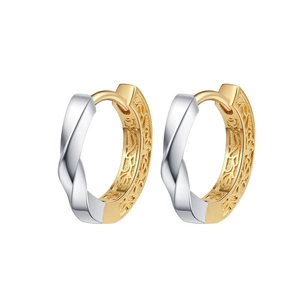 S925 sterling silver Mobius hoop earrings with dual-tone plating and floral engraving