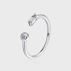 Bague Ouverte Géométrique en Argent Sterling 925 avec Zirconia Ajustable Minimaliste pour Femme Bijoux de Quotidien