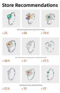 Variety of S925 sterling silver rings with emerald and zircon in diverse vintage designs