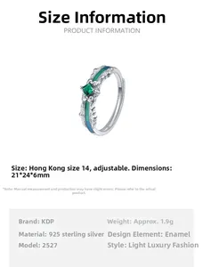 Macro detail of S925 sterling silver ring featuring green zircon and gradient enamel finish