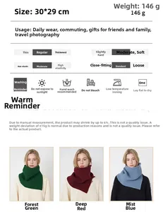 Detaillierte Größen und Farbtabelle für Damen Strickschal in Grün, Rot und Blau