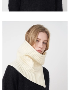 Detail von weißem Grobstrick-Rollkragen und schwarzem Mohair-Strukturpullover für Damen