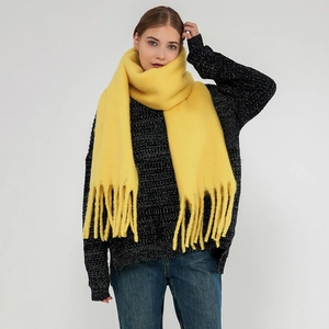 Women's Solid Color Warm Soft Knit Scarf With Tassels Thick Polyester Pashmina Style Shawl For Winter Autumn Plain Long Scarf
