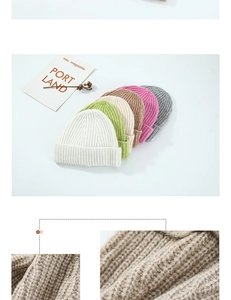 Close-up of thick knit texture and soft wool blend material on warm winter beanies