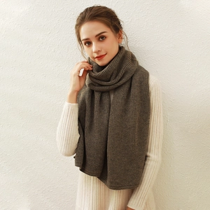 Deep coffee chunky knit scarf with ribbed texture for winter comfort and style