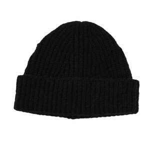 Classic black wool blend knit beanie with ribbed cuff for winter warmth and outdoor style