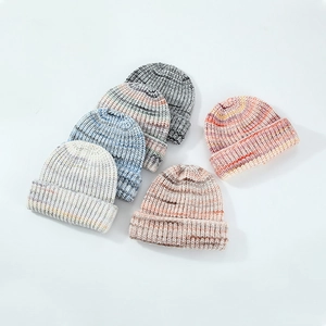 Winter wool knit beanie set in assorted mixed colors for warm outdoor protection