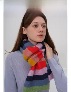 Détail de la texture en maille arc-en-ciel douce et du style hivernal chaleureux