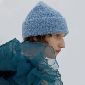 Winter Warm Wool Boucle Knit Beanie Hat For Men Women Solid Color Textured Soft Thick Thermal Skull Cap Fashion Accessories
