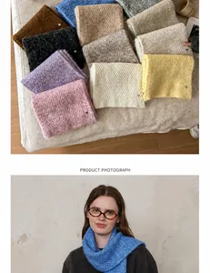 Detail of waffle knit texture and diverse color options for winter scarves