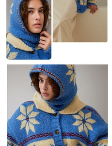 Detailed macro view of the snowflake pattern and high-quality wool knit texture