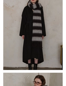 Detail showing high-quality plaid scarf texture with fringes and classic retro styling