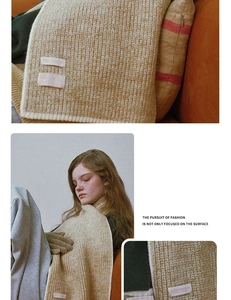 Detailansicht beige Strickschal aus Wollmischung mit Rippenmuster und weichem Stoff