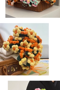 Detailed close-up of handmade crochet rose flowers with soft wool yarn texture