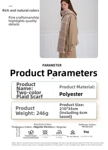 Tableau de paramètres pour cette écharpe épaisse en polyester à carreaux et à franges