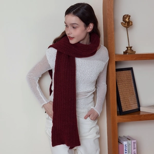 Écharpe chic en tricot de laine bordeaux, longue écharpe d'hiver épaisse pour femmes et hommes