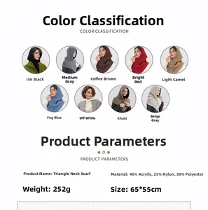 Detailed technical specifications for 252g knit scarf hat with various color options