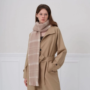 Écharpe à Carreaux Mode pour Femmes Hiver Épaisse Chaude Polyester Tissé Pashmina Châle avec Glands Décontracté Quotidien