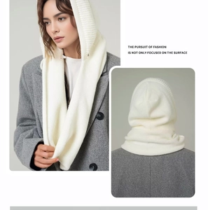 Detailed close-up of white knitted balaclava with ribbed edges for winter warmth