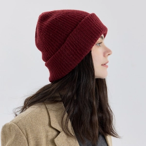 Double Layer Thickened Wool Blend Knit Beanie For Women Men Winter Warm Solid Ribbed Cuffed Skull Cap Casual Beanie Hat