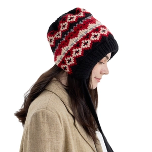 Bonnet en maille Fair Isle avec cache-oreilles et motif tribal pour l'hiver