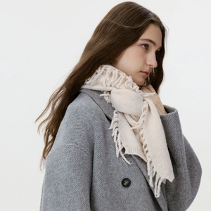 Unisex Einfarbig Baumwollmischung Gestrickter Schal Mit Quasten Weich Winter Warm Schal Für Damen Herren Mode Fransen Wickel