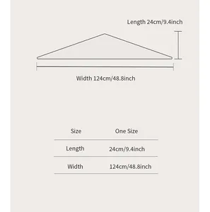 Size chart showing 124cm length and 24cm width for the wool knit triangle scarf
