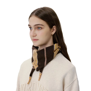 Striped knit triangular neckerchief with retro vertical patterns for autumn winter
