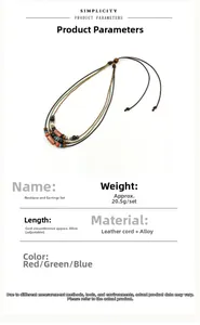Detailed technical specification of bohemian multi-layer beaded necklace and earrings set