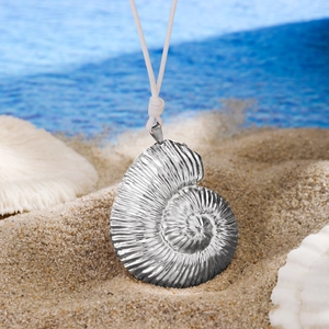 Bohemian Silver Nautilus Shell Pendant Necklace Women Beach Ocean Style Alloy Fossil Conch Adjustable Rope Jewelry